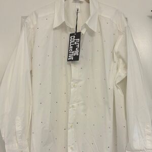 Future Collective White Rhinestone Blouse NWT Size L